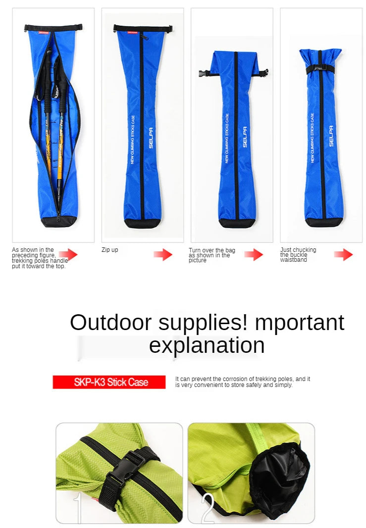 Sac de Transport Étanche pour Bâton de Marche Trekking — Mallette Rangement Plein Air