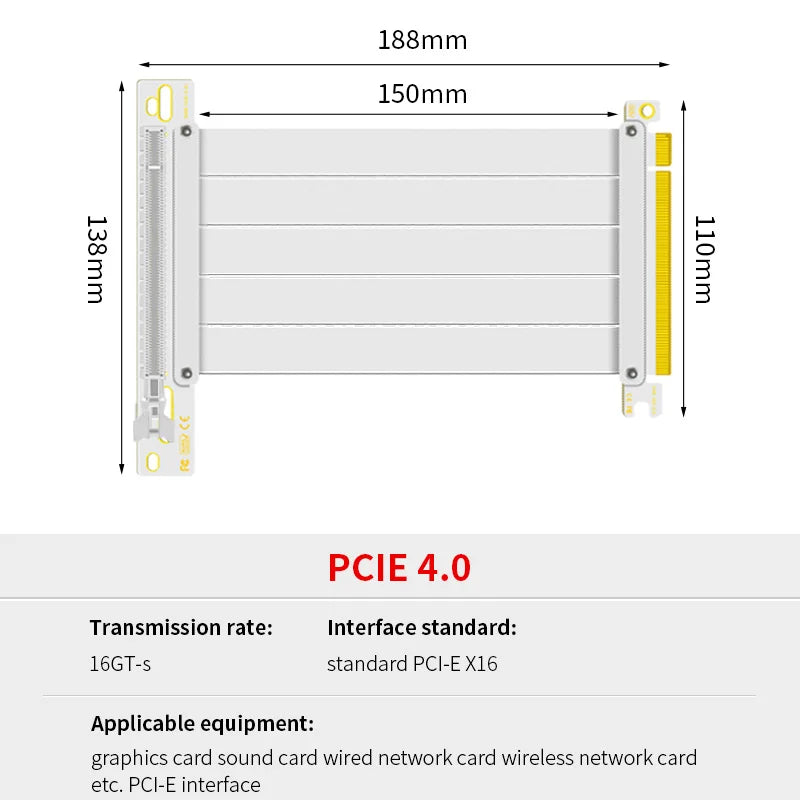 Teucer support de montage GPU Vertical support de carte graphique PC PCI-E 3.0/4.0x16 Anti-interférence Flexible 90 °   Câble d'extension