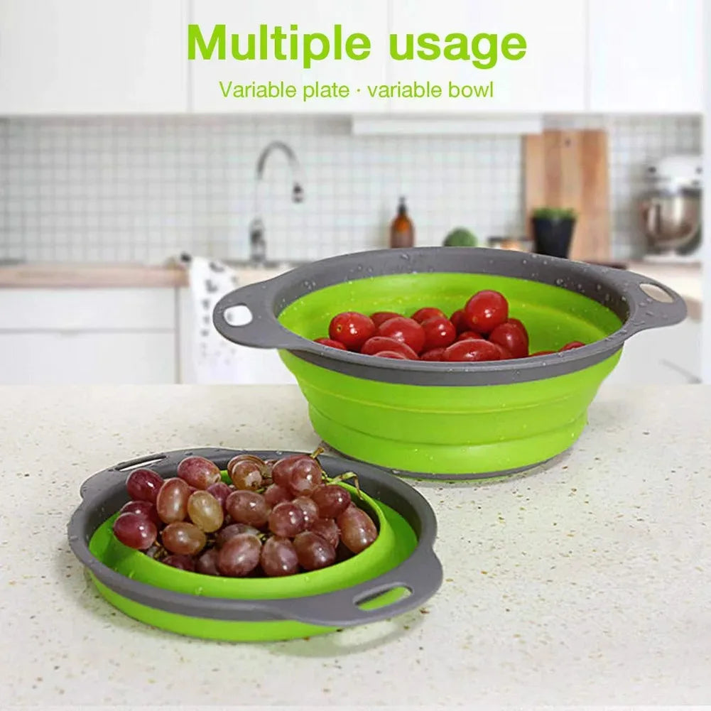 Panier de vidange pliant en Silicone, panier de lavage de fruits et légumes, passoire pliable, égouttoir pliable, outil de rangement de cuisine