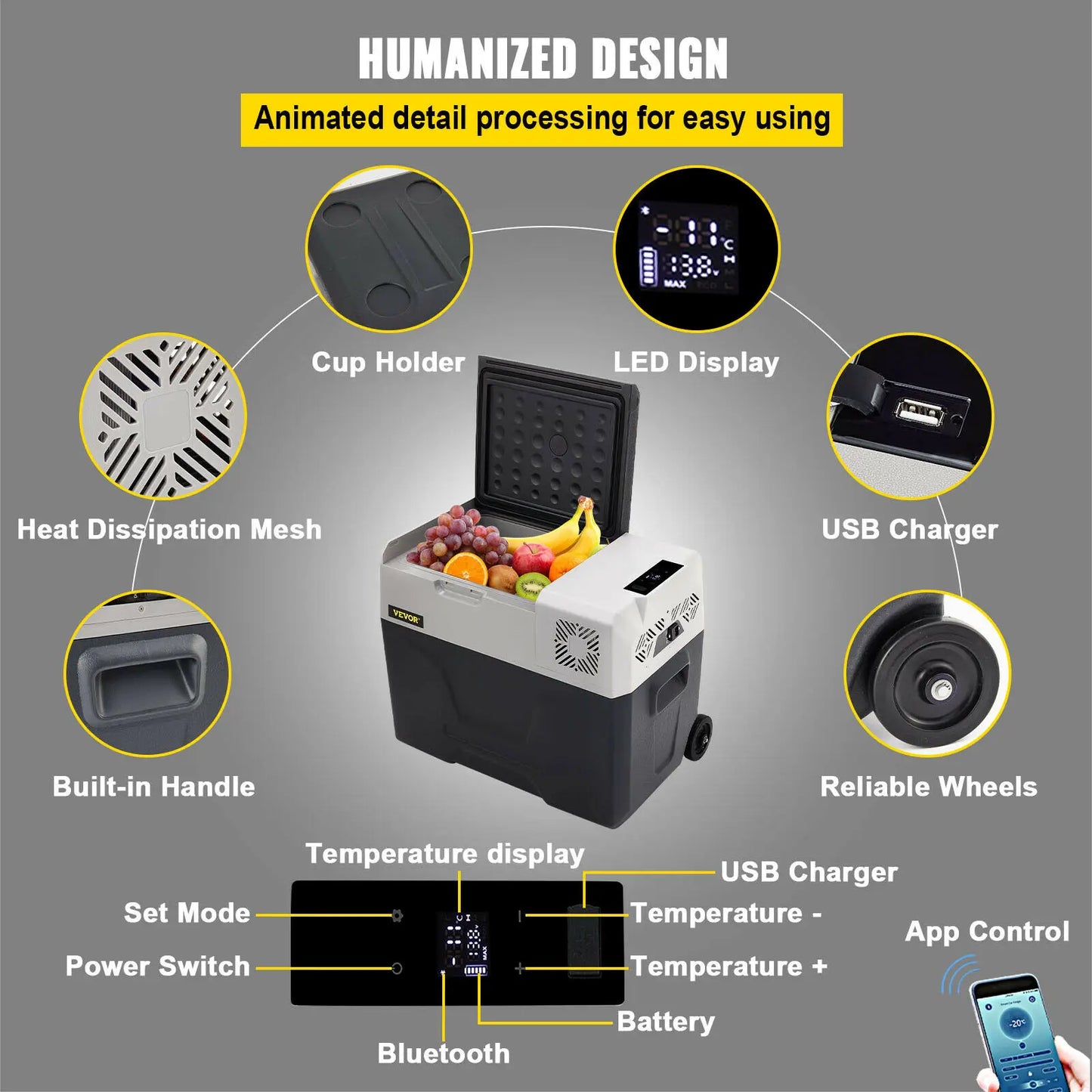 Glacière électrique portable 30/40/50L — 12V/24V/220V, mini frigo, voiture, camping, pique-nique