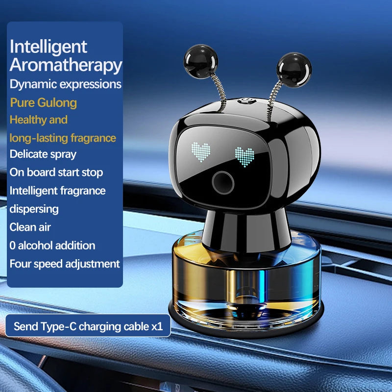 Désodorisant de voiture Intelligent diffuseur d'arôme de voiture Rechargeable AI yeux intelligents 4 niveaux de diffuseur de voiture Intelligent réglable cadeau