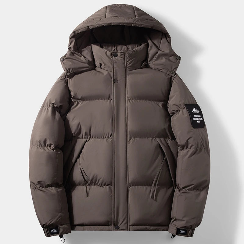 Men's Hooded Jacket, Outdoor Wear, Hiking, Camping, Windproof, Breathable, Warm, Cotton, Comfortable, Fashionable and Trendy, Winter