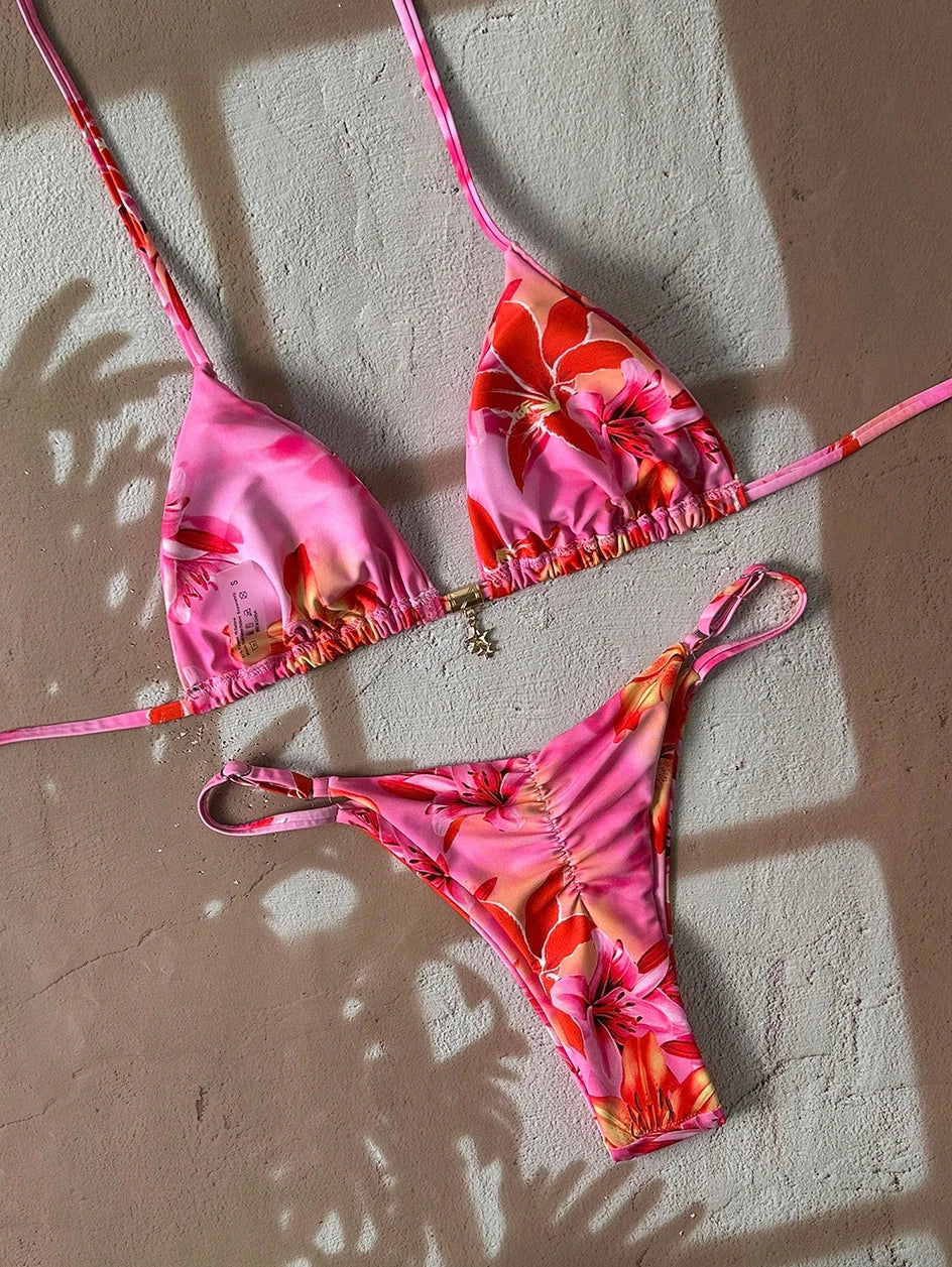 Micro bikini pour femmes, maillot de bain deux pièces, vêtements de bain pour femmes, maillot de bain 2026, sexy, imprimé léopard, push-up, string, ensembles de bikinis, vêtements de plage, été