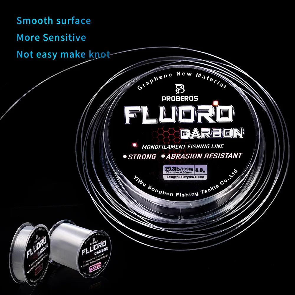 Fil de Pêche Fluorocarbone 100m — Monofilament 2.2 à 29.3 lb Carpe & Leader
