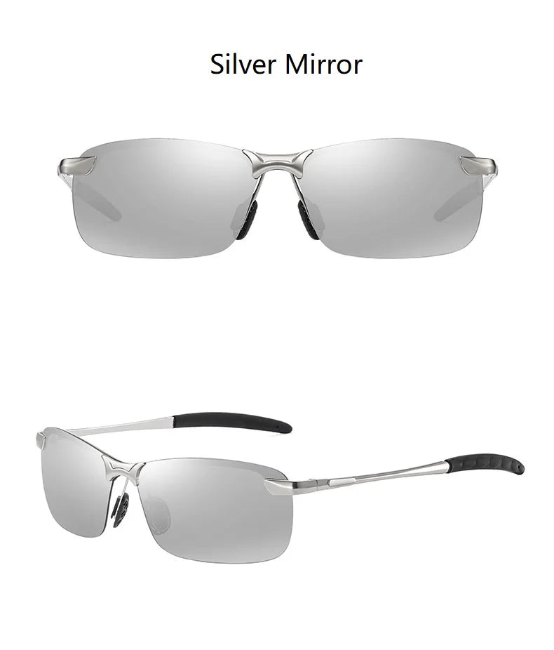 Lunettes de soleil polarisées classiques en métal pour hommes, mode, conduite, pêche, demi-monture, rétro, marque de luxe, lunettes de créateur, UV400