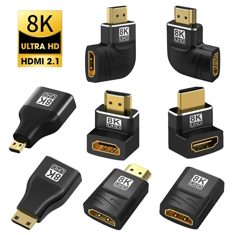 Adaptateur HDMI 2.1 8K — 90/270 degrés, mâle à femelle, 8K60Hz, 4K120Hz, 48Gbps, HDTV, PC