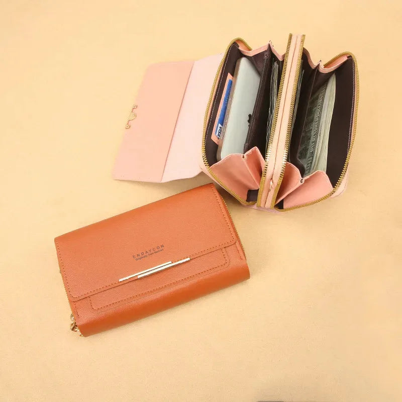 Sac Portefeuille Coréen Femme — Pochette Bandoulière Convertible Multifonction