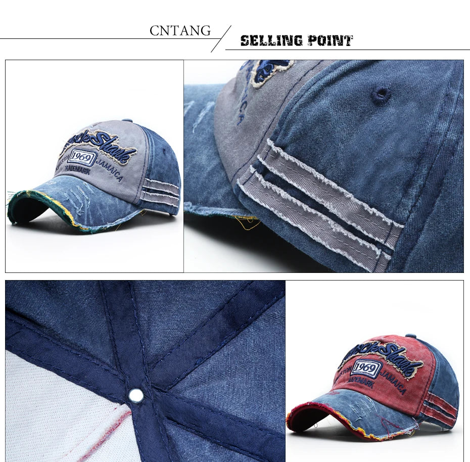 CNTANG Summer Fashion Vintage Baseball Cap Casual Washed Cotton Snapback Embroidery Caps For Men Women Fashion Hat Unisex Gorras