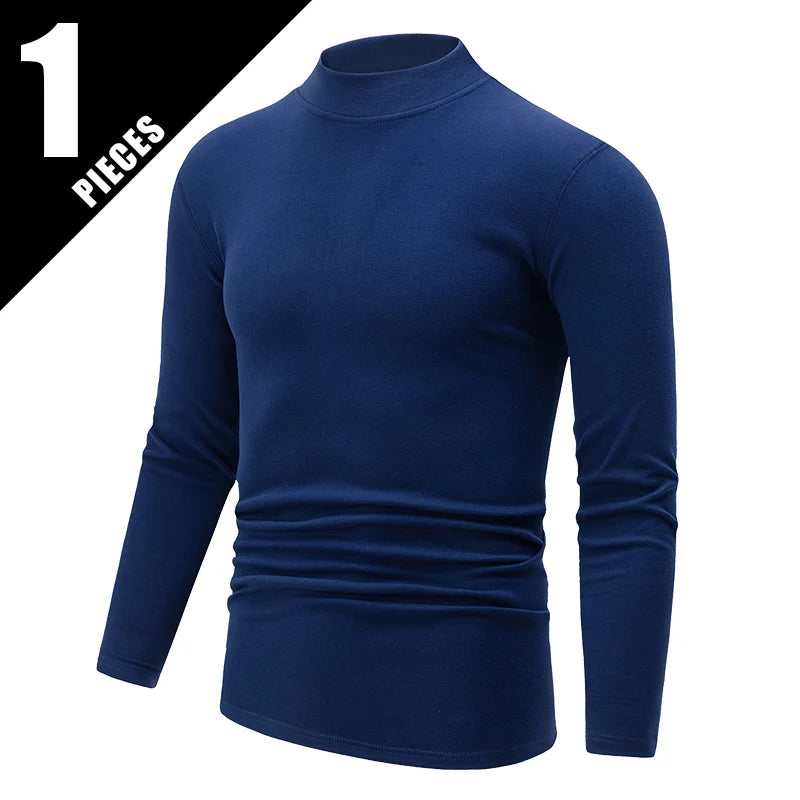 Haut Col Semi-Haut Manches Longues Homme — Sport Fitness Chaud Automne Hiver