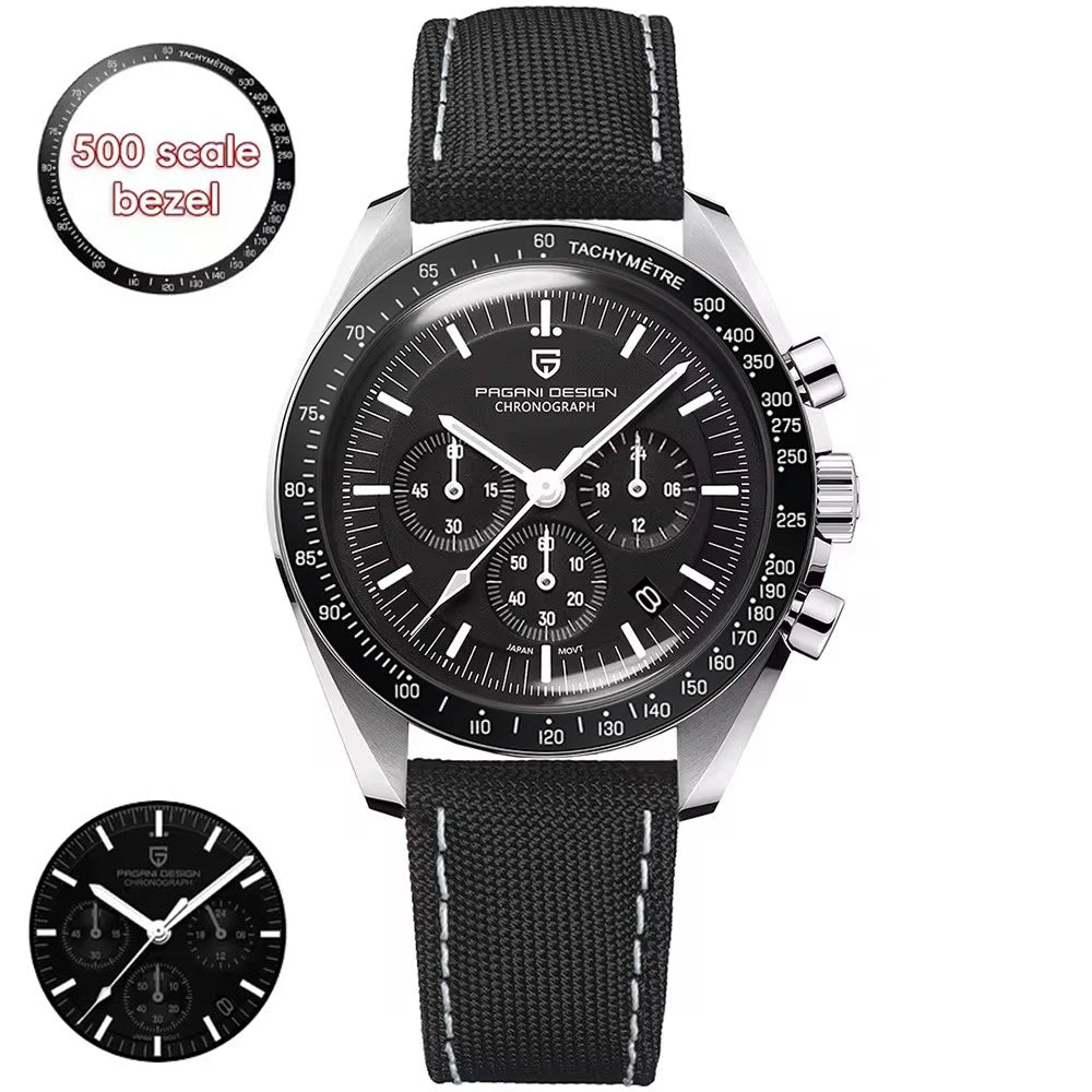 Montre à quartz de luxe pour hommes — chronographe VK63, miroir saphir AR, lumineuse, cadeau 2025