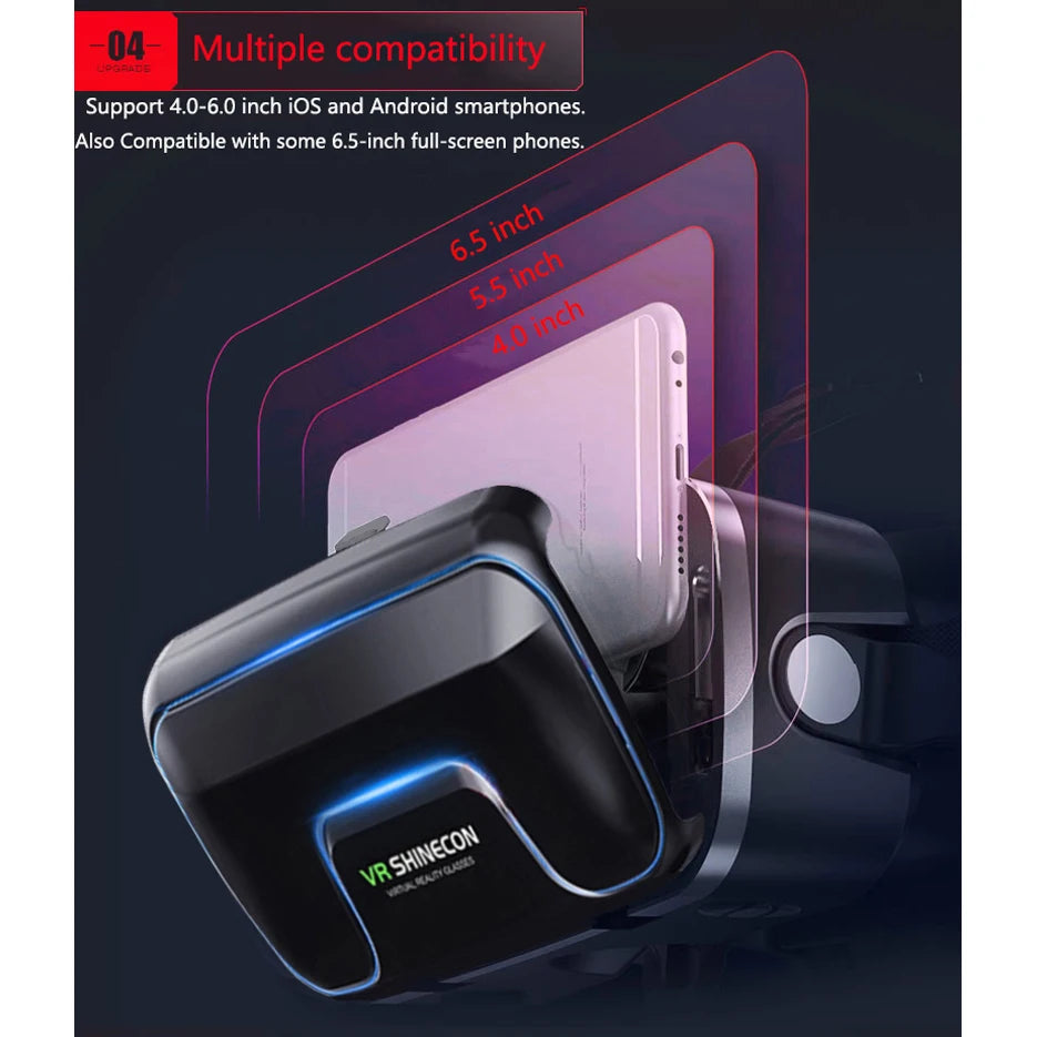 Casque VR 3D réalité virtuelle pour smartphone — lentilles, jeu vidéo, jumelles (v16)