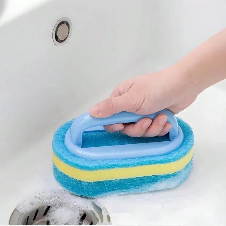 Brosse de nettoyage avec manche, éponge de cuisine épaisse, lingette pour carrelage de salle de bain, outils de nettoyage domestique pour l'élimination des taches