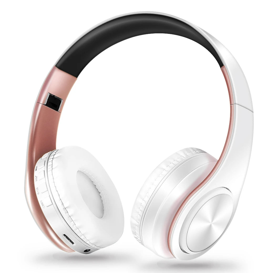 Casque sans fil Bluetooth pour hommes — cadeau doré, stéréo, jeu, micro intégré, universel smartphones