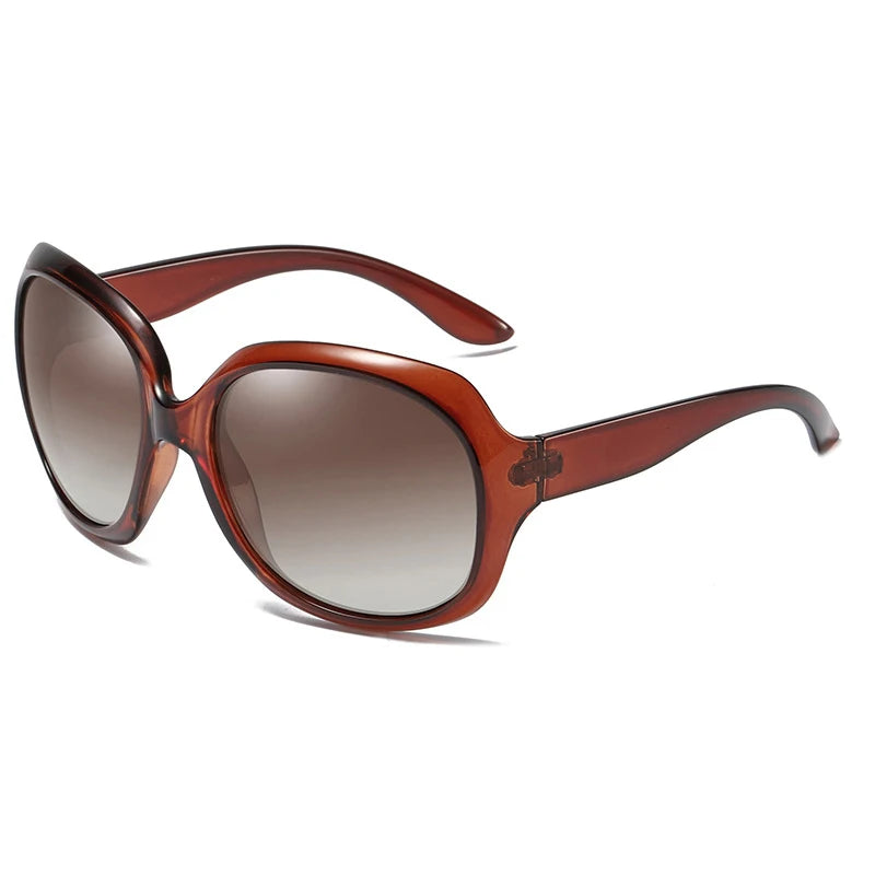 Gafas de sol polarizadas redondas grandes de diseño elegante marca FUQIAN para mujer, a la moda, de plástico grande, para mujer, UV400