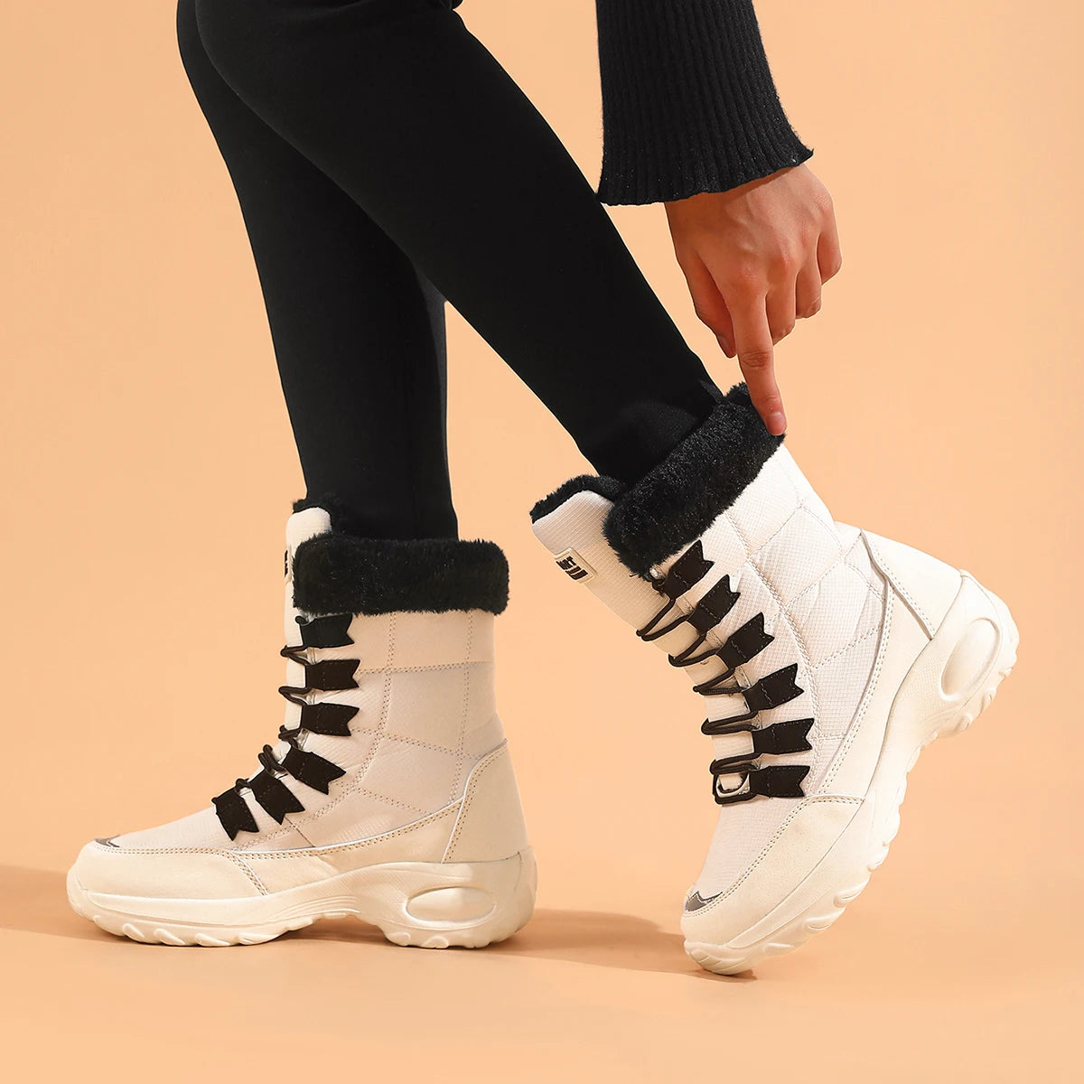 Botas de mujer con cordones cómodas impermeables botines Zapatos de mujer invierno cálido de calidad media pantorrilla botas de nieve