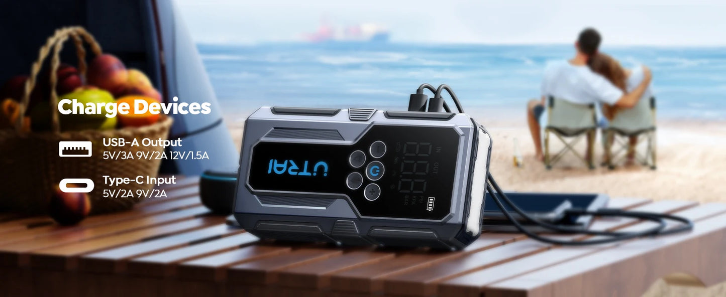 UTRAI 1500A démarreur de saut de voiture batterie externe Portable 150PSI pompe à Air batterie de voiture Boosters d'urgence dispositif de démarrage démarreur de voiture 2024