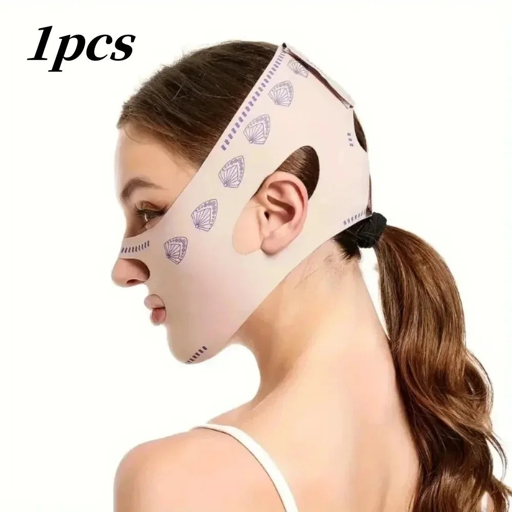 Mascarilla de lifting facial en V ajustable, vendaje de modelado facial reutilizable y transpirable para la reducción de la papada, estiramiento, regalo, 1 pieza