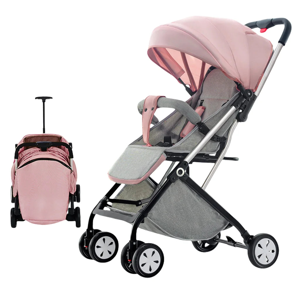 Poussette Légère Voyage Compacte Avion — Harnais 5 Points Dossier Réglable Bébé