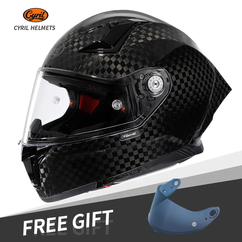 Casque Moto Intégral Fibre Carbone Kevlar — Léger Course DOT ECE Unisexe