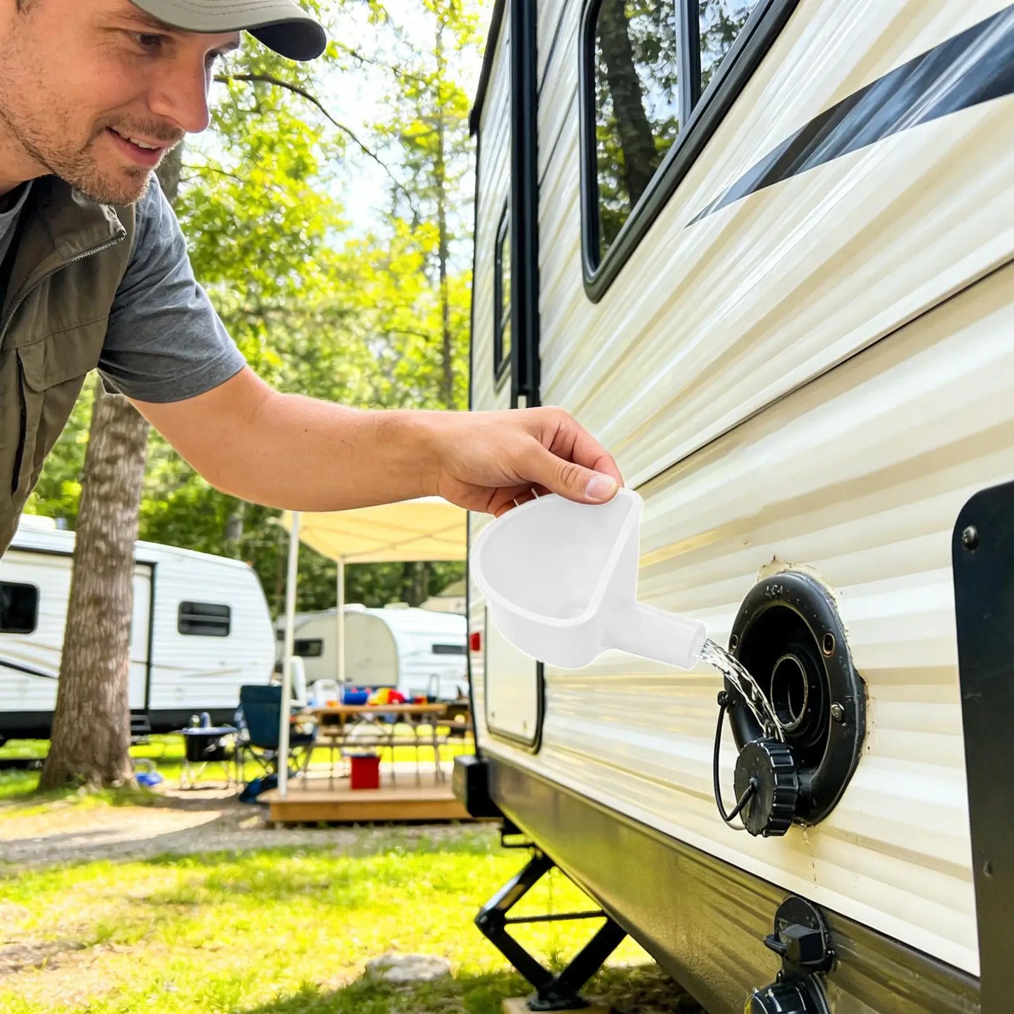 Nouvel entonnoir de remplissage anti-débordement à large ouverture pour réservoir d'eau de camping-car, idéal pour remorque, fourgon, camping-car, voyage, camping, road trip