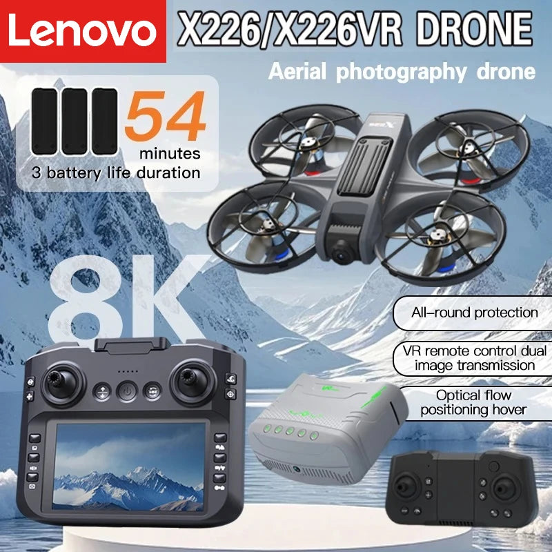 Mini dron profesional 4K Lenovo X226/X226VR, helicóptero teledirigido, avión RC, dron con pantalla, cuadricóptero, juguete de regalo para niños