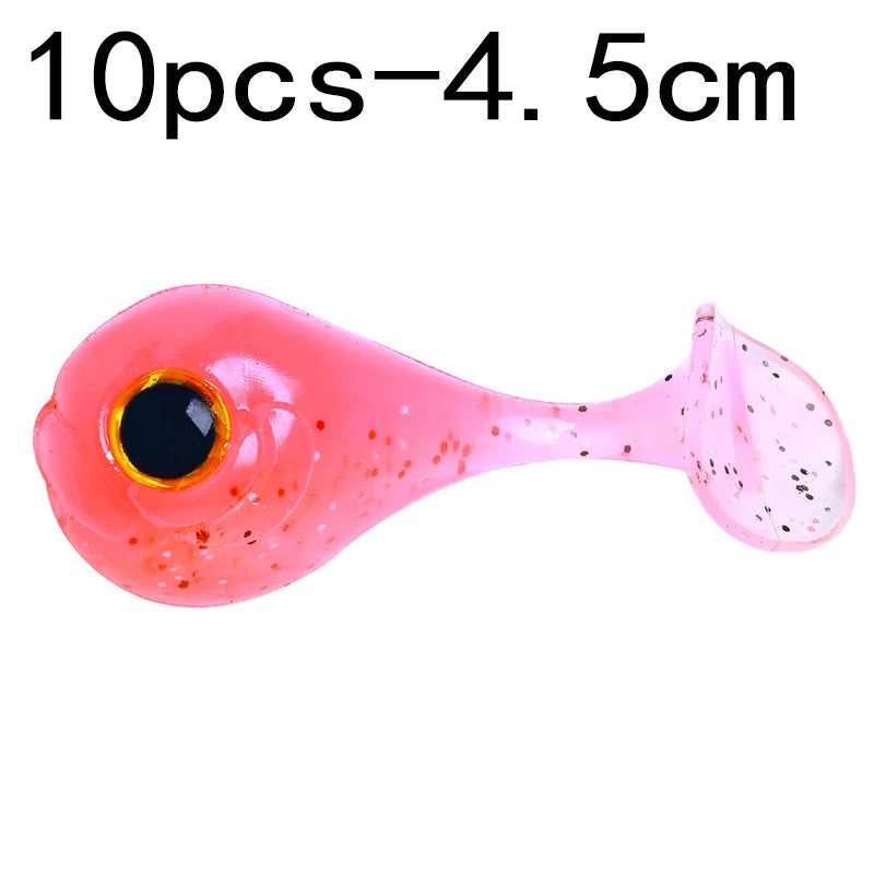 Leurre souple en silicone 4,5 cm avec queue en T — nageur, pêche carpe, black-bass, brochet