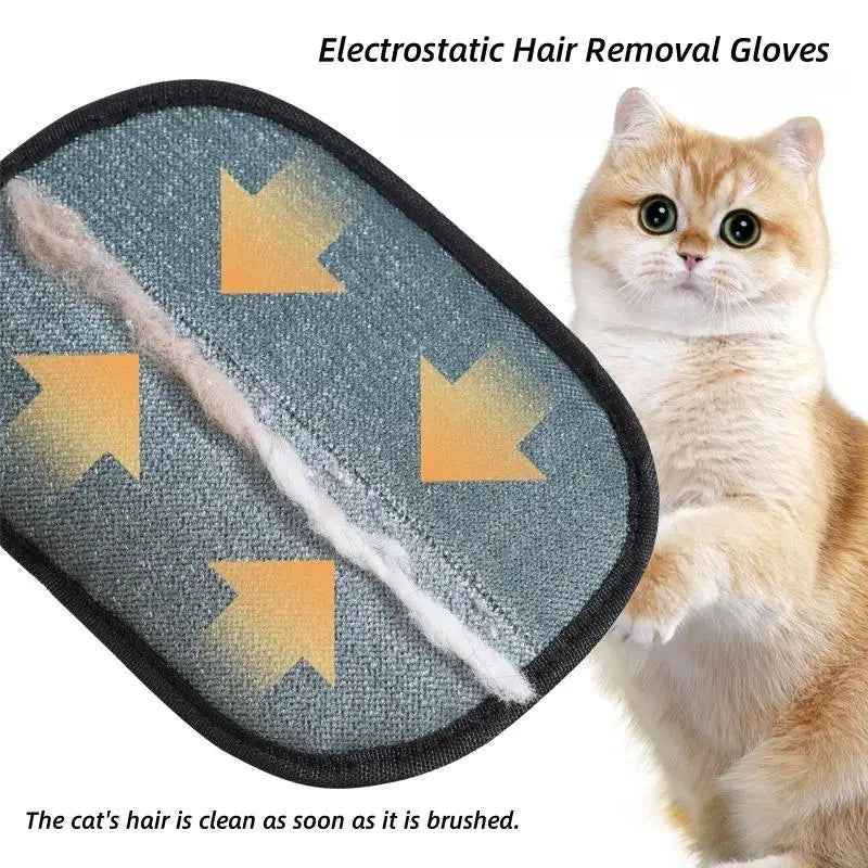Gants d'épilation pour animaux de compagnie électrostatiques pour chats et chiens, gant de toilettage réutilisable et lavable avec brosse à rouleau anti-peluches 2 en 1, sans danger pour les chiens