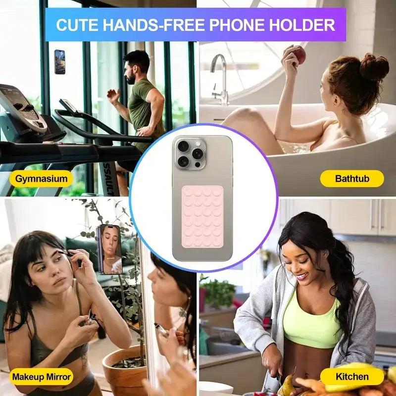 Support de téléphone à ventouse en silicone, support mural, carré, antidérapant, simple face, autocollant arrière, polymères, multifonctionnel