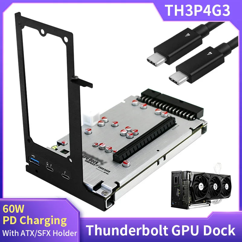 TH3P4G3 Thunderbolt Compatible GPU S6 PCI-E X16 Ordinateur Portable à Carte Graphique Externe pour Ordinateur Portable, Thunderbolt Compatible 3 4