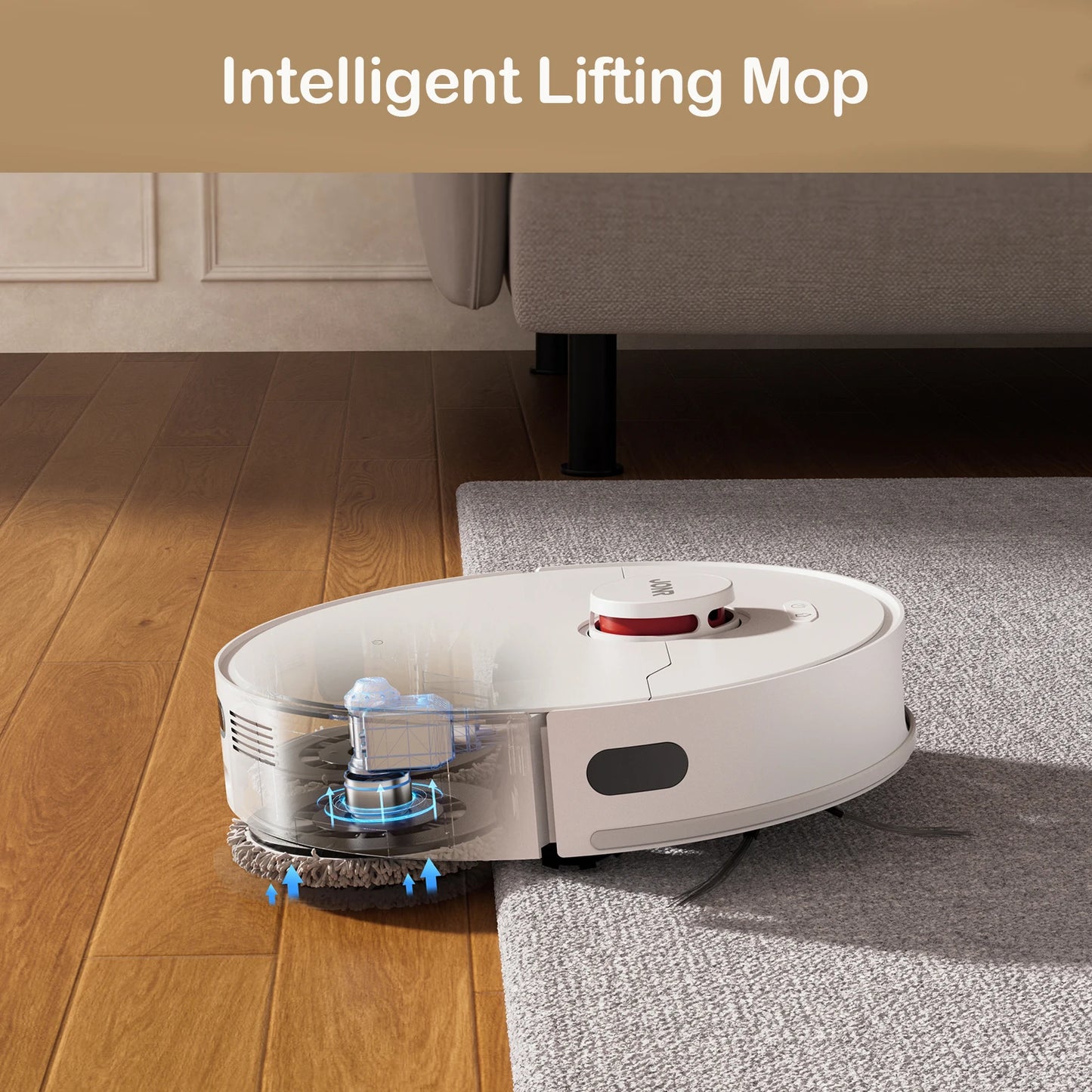Robot aspirateur — nettoyage automatique, collecte de poussière, drainage eau, lingettes sèches