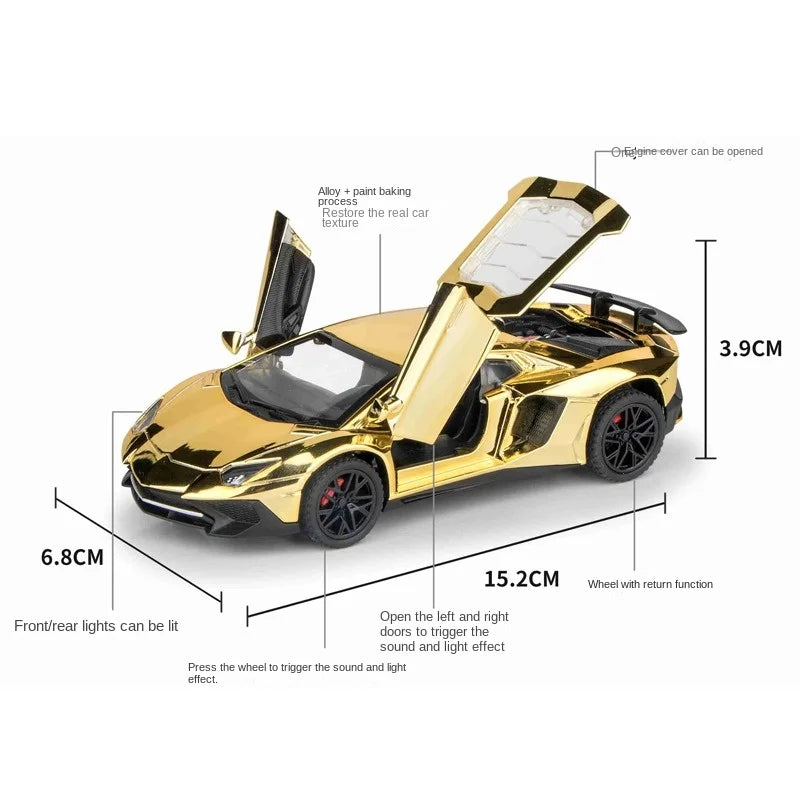Modèle de supercar 1:32 avec son et lumière — moulé sous pression, cadeau d'anniversaire garçon
