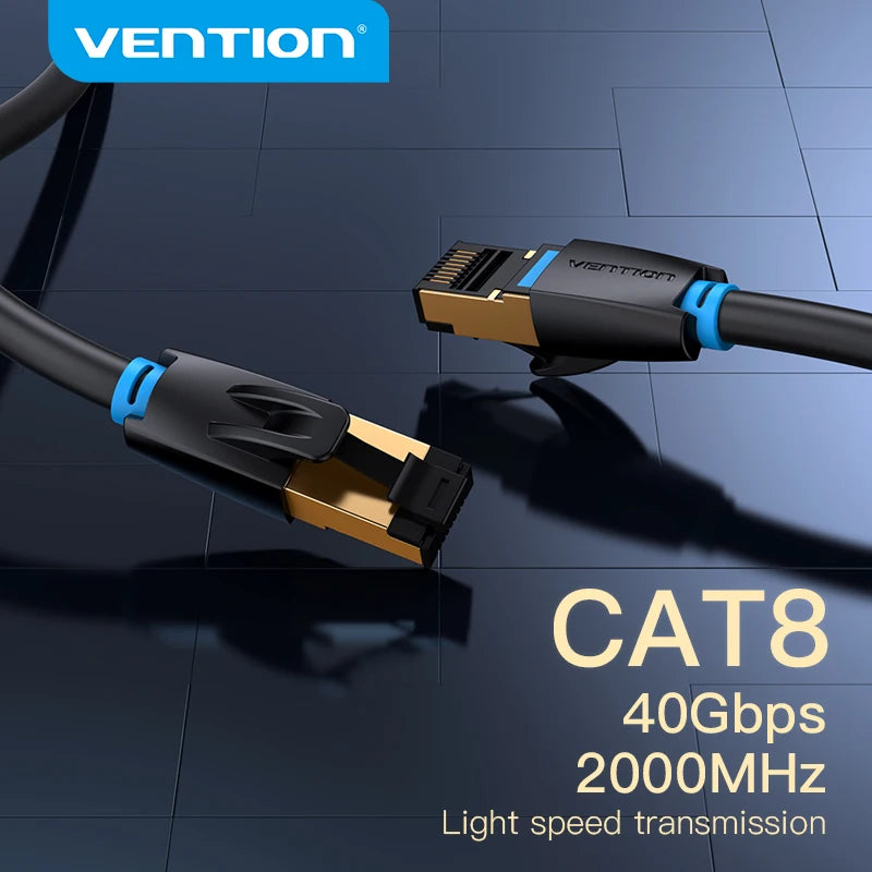 Vention Cat8 Ethernet Cable STTP 40Gbps 2000MHz Cat 8 RJ45 LAN Network Patch Cord for Router Internet Modem RJ 45 Ethernet Cable