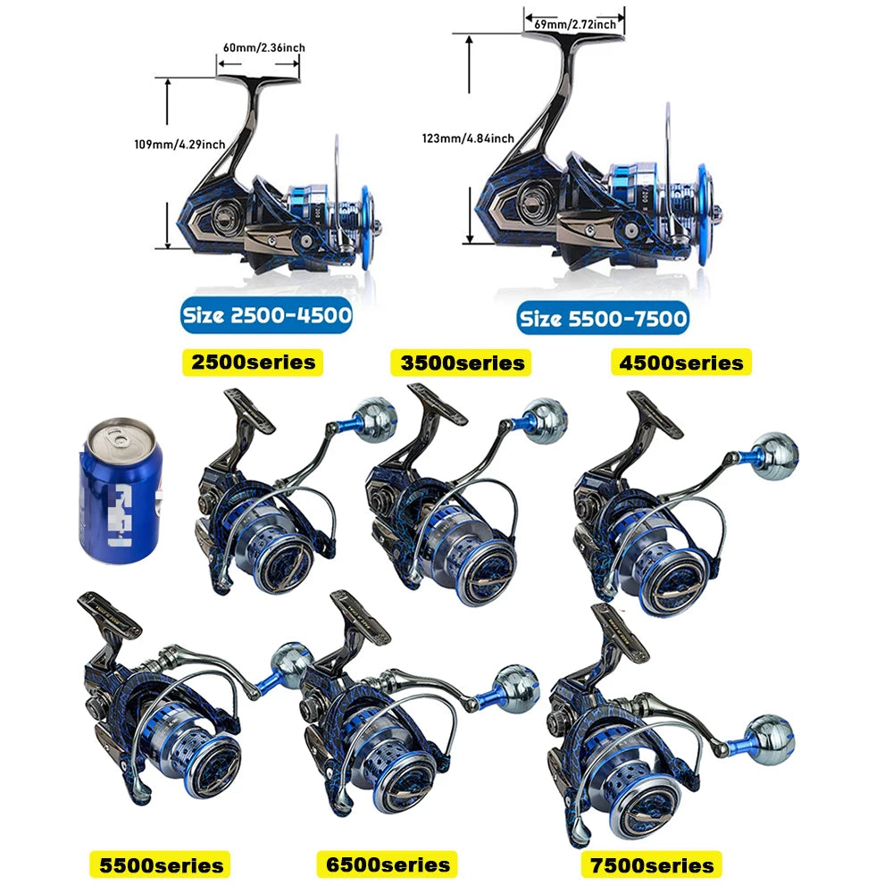 Moulinet de pêche spinning 90% métal — engrenage alliage, roulement à billes 5+1, eau salée et douce