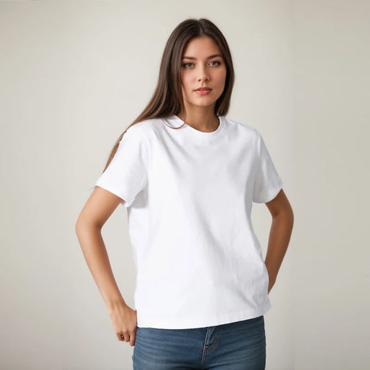 Coton à manches courtes hauts 220 grammes T-shirt lourd Y2k décontracté confortable T-shirt noir et blanc col rond femme vêtements YH2532