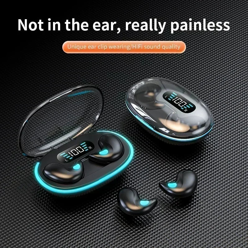 Écouteurs de couchage sans fil mini — casque travail, TWS Bluetooth, stéréo, cachés, micro HD, appel, étanche