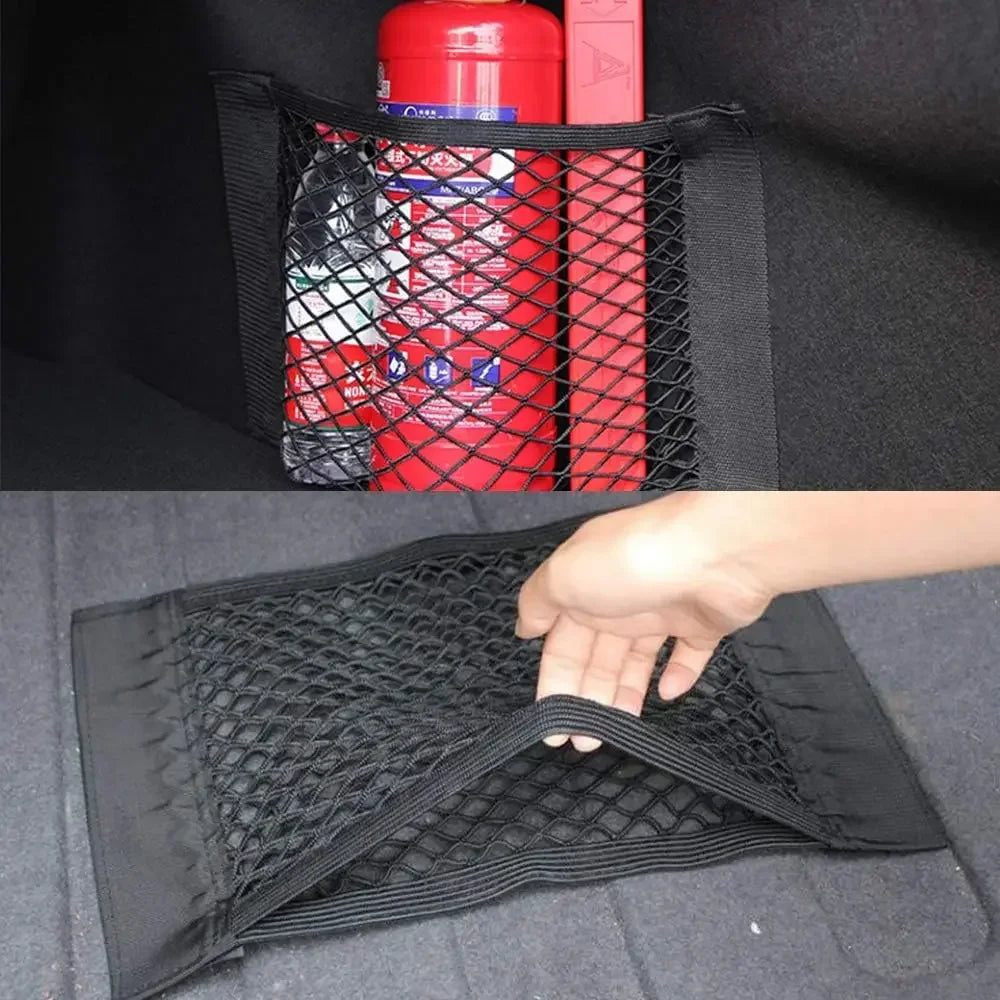Red elástica para coche, mágica, artificial, autoadhesiva, universal, bolsa de almacenamiento para asiento trasero