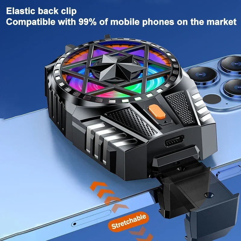 Refroidisseur Téléphone Clip Arrière — 3 Vitesses LED RGB iOS & Android