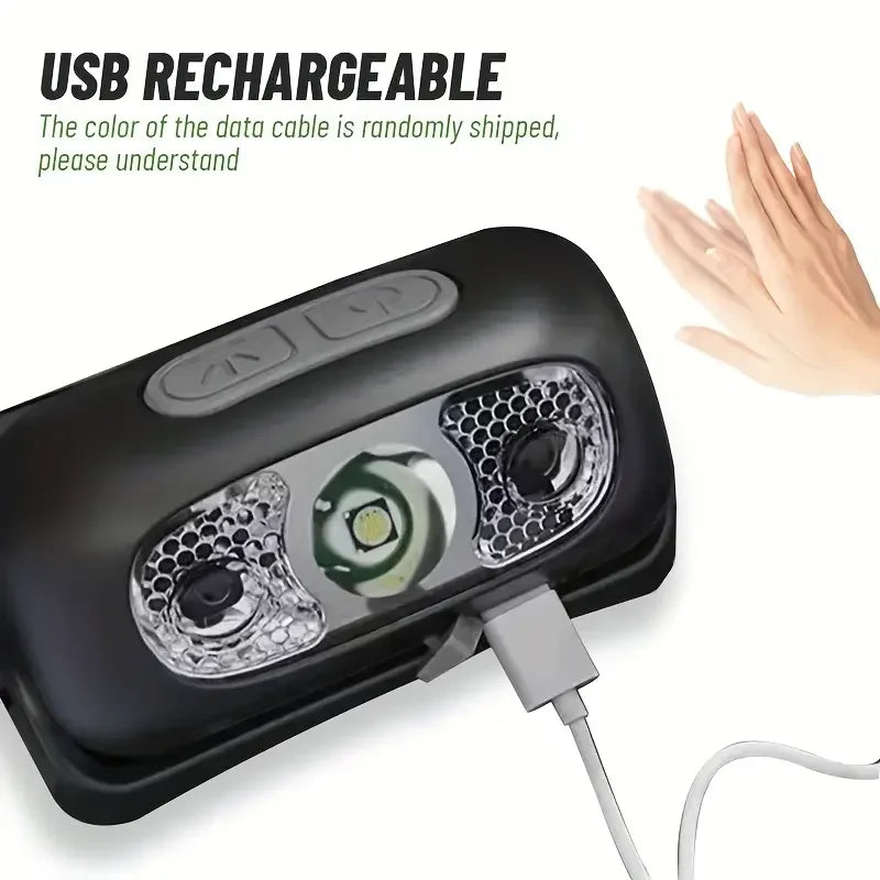 Capteur de mouvement phare Rechargeable lampe de poche LED phares Ultra lumineux lampe frontale de pêche Led front lampe frontale lampes de poche