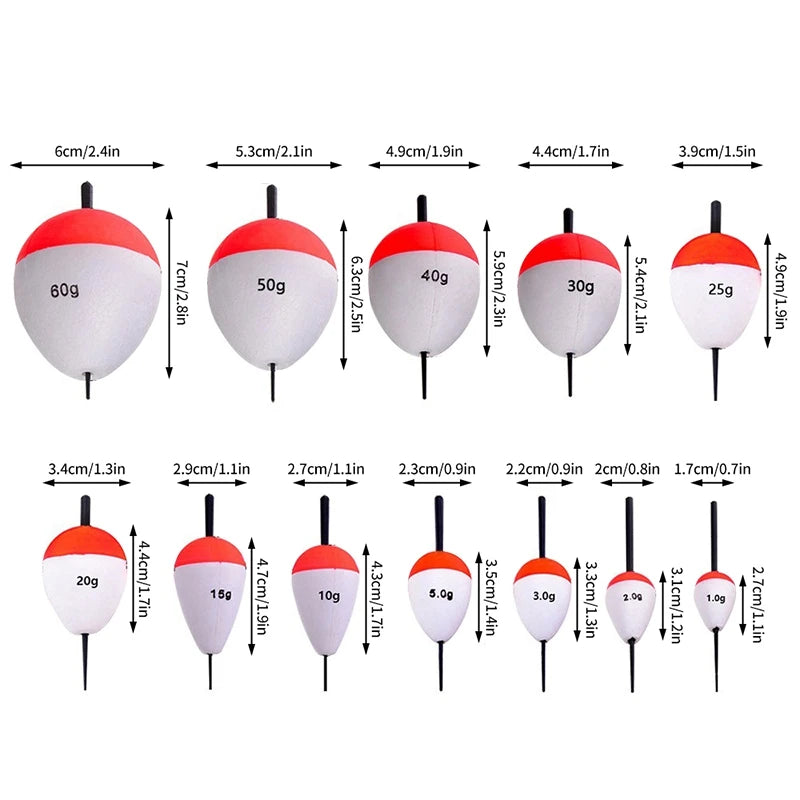 Flotteurs de pêche en mousse EVA 5 pièces — bouées, appâts, 2g à 60g, accessoires pêche