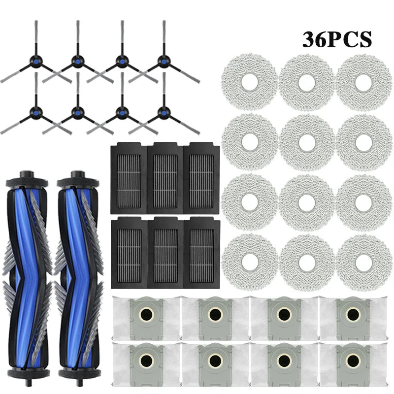 Accessoires pour aspirateur robot T50 PRO OMNI — brosses latérales, vadrouilles, filtres HEPA, sacs à poussière