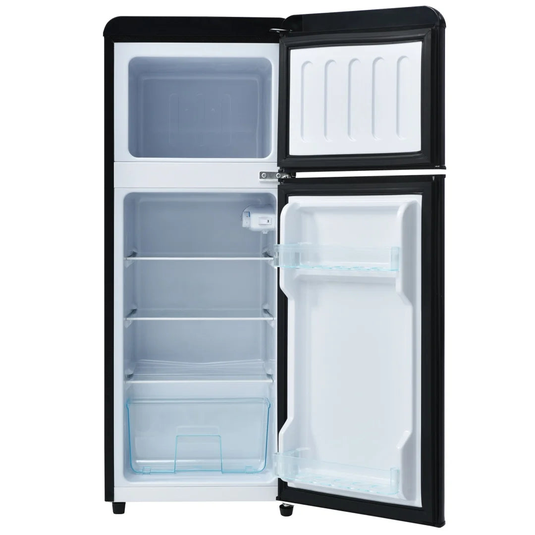 Frigorífico y congelador combinados, 105,5 cm de alto, 41 cm de ancho, doble puerta, volumen total 92 litros, capacidad del congelador 28 litros