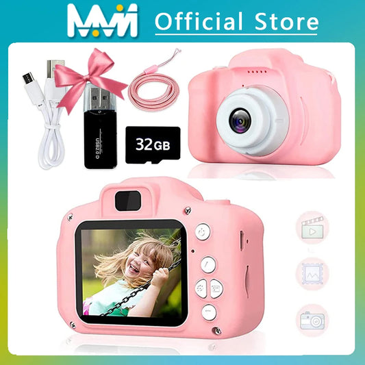 Super mignon enfants caméra enfants jouet éducatif enfants bébé anniversaire appareil photo numérique 1080P caméra vidéo avec cadeau gratuit pour fille