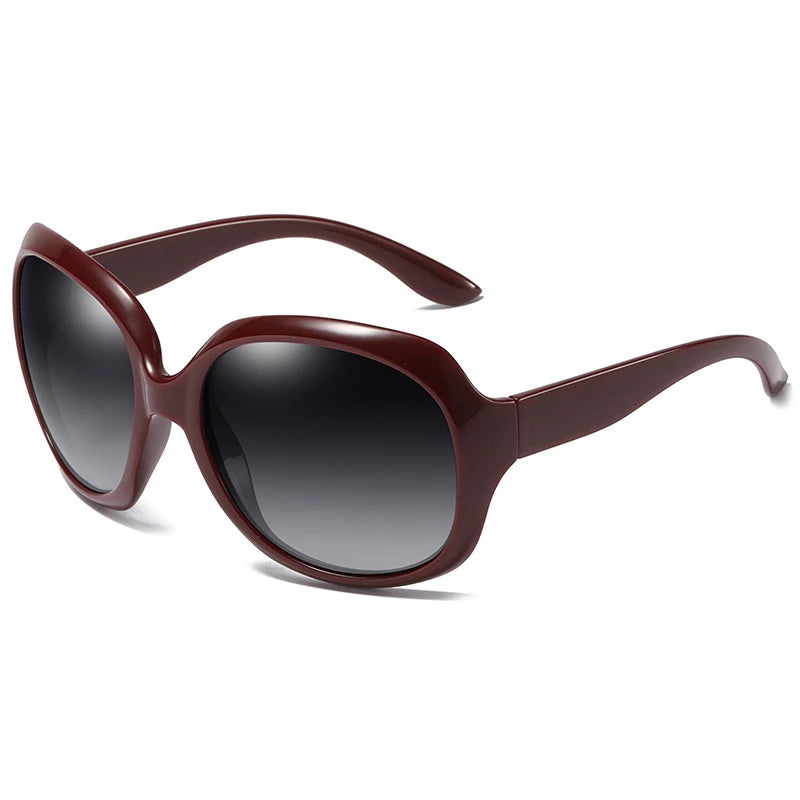 Gafas de sol polarizadas redondas grandes de diseño elegante marca FUQIAN para mujer, a la moda, de plástico grande, para mujer, UV400