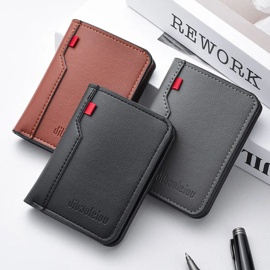 Mini portefeuille Ultra-fin en cuir PU souple pour hommes, 1 pièce, porte-cartes de crédit, court et Vertical, de haute qualité