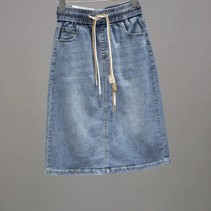 Jupe Longue Denim Femme Grande Taille 5XL — Coreenne Taille Haute A-Ligne