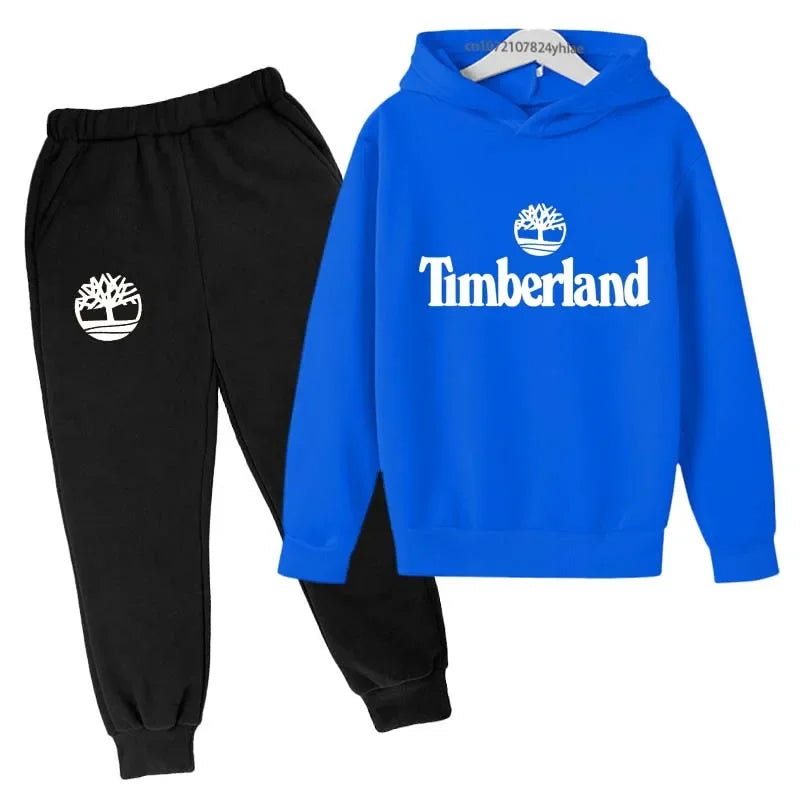 Ensemble Survêtement Enfants Style — Sweat À Capuche Pantalon 2 Pièces 2-13 Ans