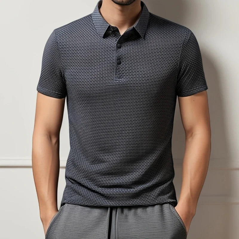 Polo Affaires Fleur d’Os Couleur Unie Homme — Respirant Confortable Été