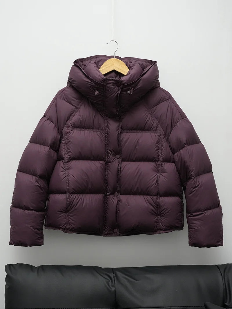 ZAROY Chaqueta de invierno para mujer, gruesa, cálida, con capucha, de algodón, Parkas de Corea, sólida, versátil, casual, abrigo corto, ropa de abrigo para la nieve, chaqueta