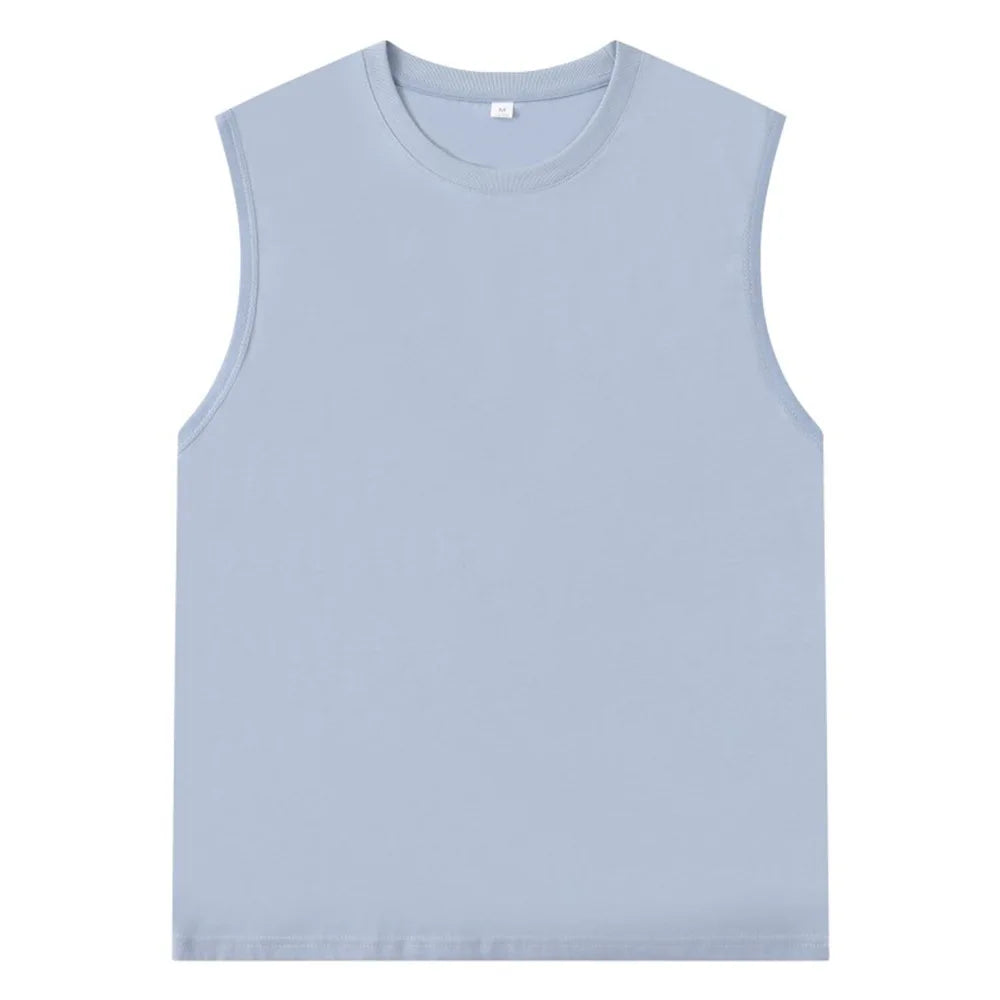 Nouveau débardeur basique en coton solide 180g pour homme 2026 – T-shirt sans manches Athleisure Fitness Décontracté pour homme