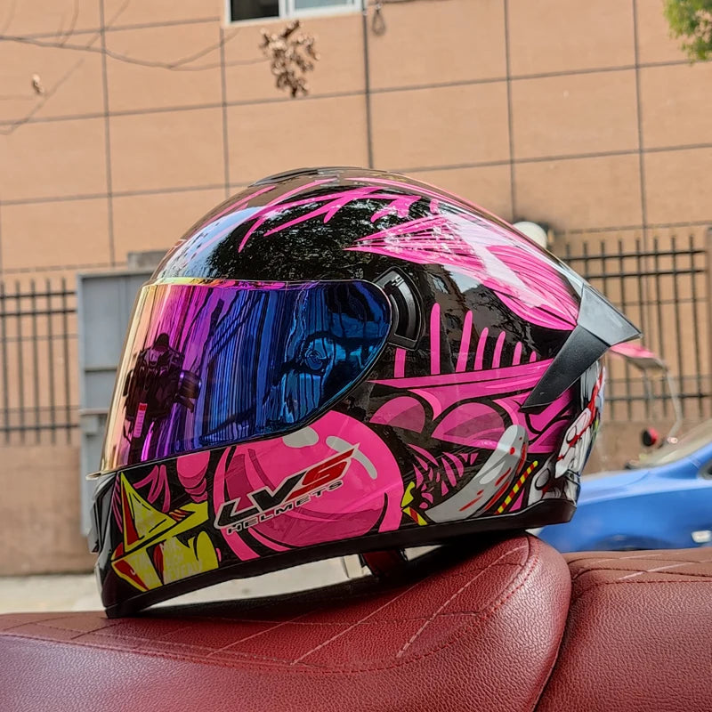 Casques moto pour hommes et femmes — double lentille, locomotive
